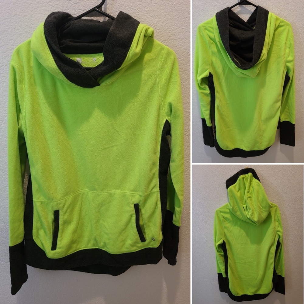 Xersion Women’s Sz Medium Long Sleeve Pullover Hoodie, Lime Green/black